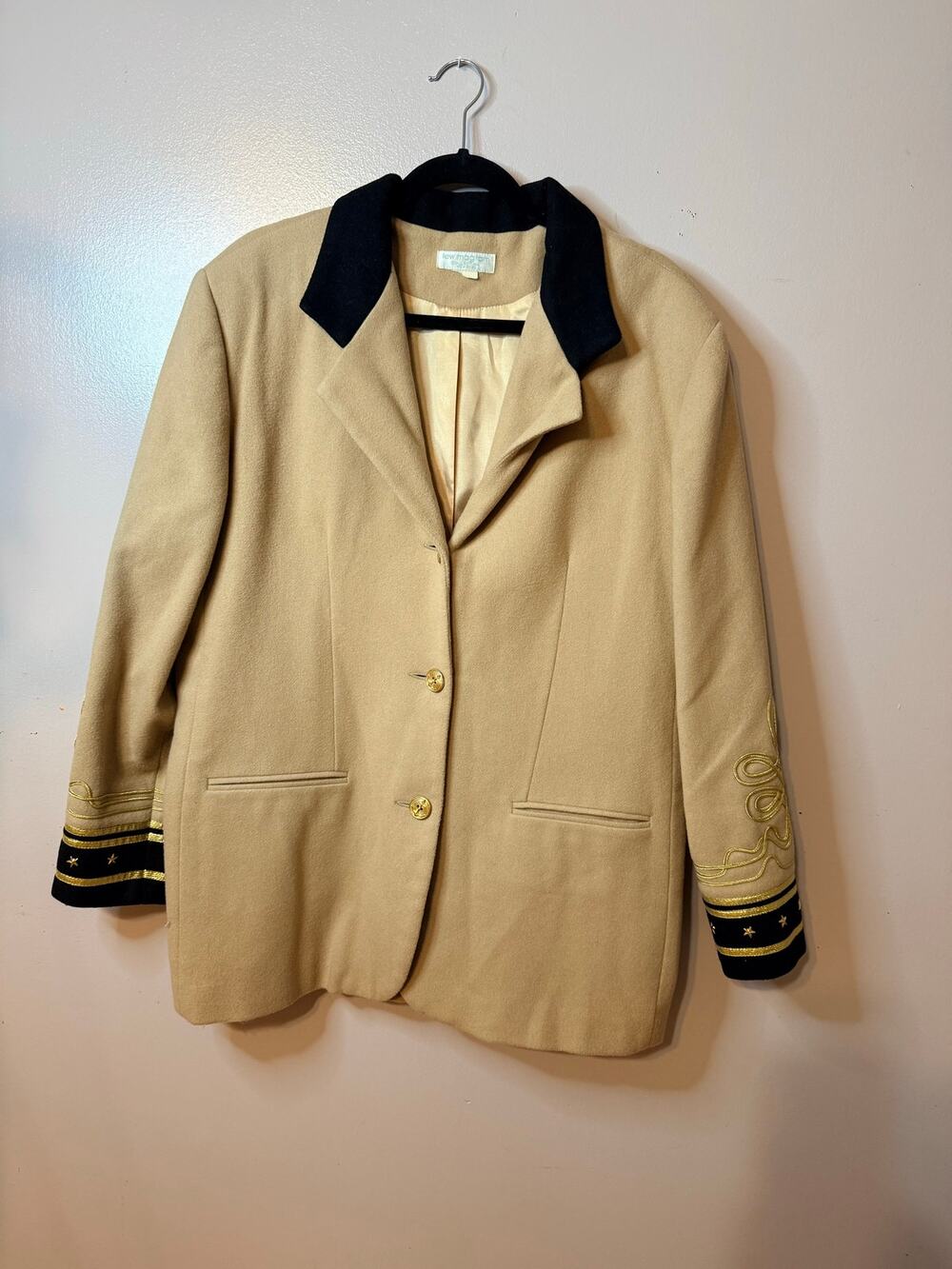 Vintage Lew Magram Collection camel wool military-style blazer 16